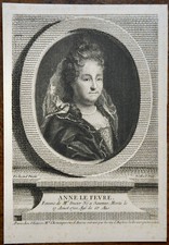 ANNE DACIER (1645-1720), PORTRAIT ENGRAVING 18th century, PHILOLOGIST AND TRANSLATOR