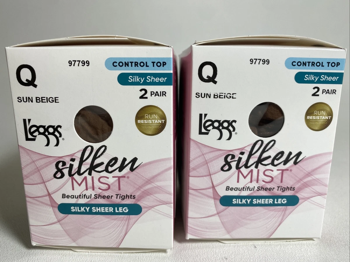 Leggs Silken Mist Control Top Pantyhose Size Q Sun Beige 4 pairs NEW