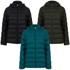 Tokyo Laundry Women's Coat Quilted Hooded Padded Puffer Jacket Zip Pockets Warm