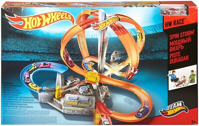 Hot Wheels Spin Storm Track Set Orange Track High Speed Multi-Lane