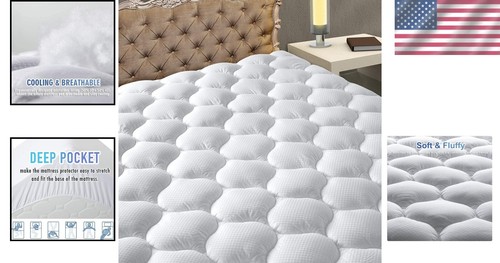 Soft King Size Cooling Mattress Cover - 21" Deep Pocket, Machine Washable - Picture 2 of 10
