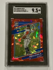2021 Donruss Optic #189 Ronald Acuna Jr. SGC 9.5 Red Cracked Ice Prizm /7 (7/7)