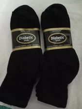 *** 6 Pair Diabetic Ankle Socks MADE IN USA 10-13 Black ***