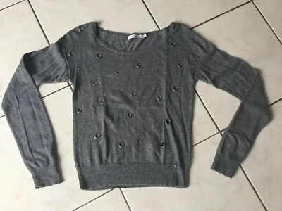 Pull ONLY taille S gris oeillets laine et cachemire bon etat - Photo 1/4