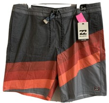 Men  s Billabong Board Shorts Size 36 Platinum X NWT Gray, Red And Orange