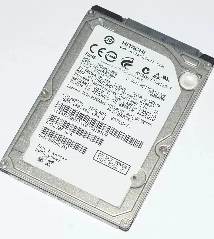 Hitachi HTS725032A9A364 320GB 7200RPM SATA 3Gb/s 2.5in Laptop hard disk - Image 2 of 3