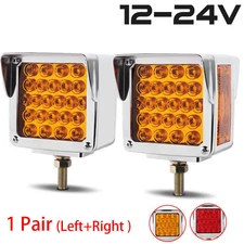 2 Square Dual Face Stud Mount Pedestal Cab Fender Turn Signal Light 57 LED Truck