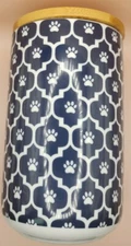 Design Imports DII Nautical Blue Paw Lattice Print Ceramic Treat Canister