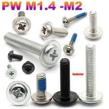 PW M1.4 M1.5 M1.6-M2 Phillips Pan Round Head Machine Screw With Washer Pad Bolts