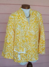 BETS CANVASBACKS Topper 1X Crisp Fresh Linen Zip Front 3/4 Slvs 1 Pocket UNWORN