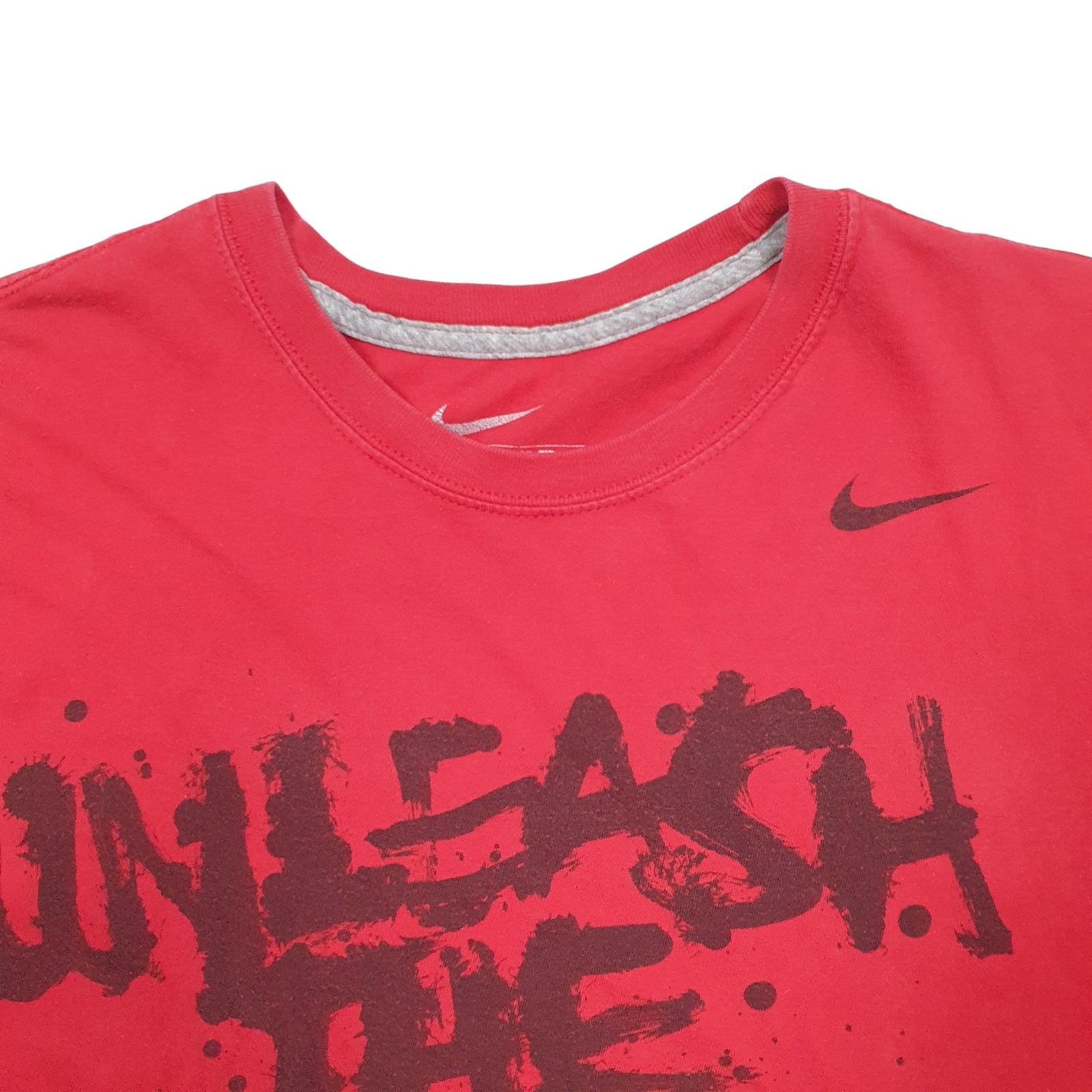 NIKE Red T Shirt Tee Spellout Short Sleeve Cotton Blend Mens XL image 3