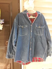 Mens Vtg Wearguard Denim Shirt Flannel Lined Size Xl