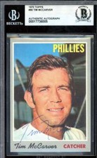 Tim McCarver Beckett BAS Vintage Signed 1970 Topps Autograph