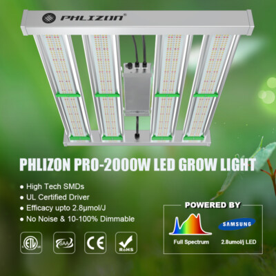 Phlizon Pro2000 LED Grow Light Vollspektrum für Zimmerpflanzen Hydroponik Flower