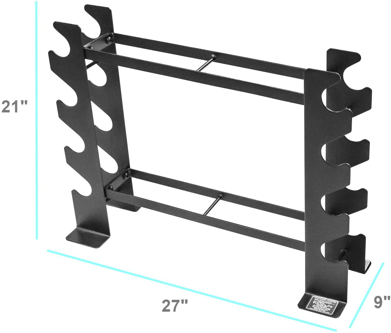 Compact Dumbbell Rack for Home Gym - Fits 20" Weights, Black, DBR-56