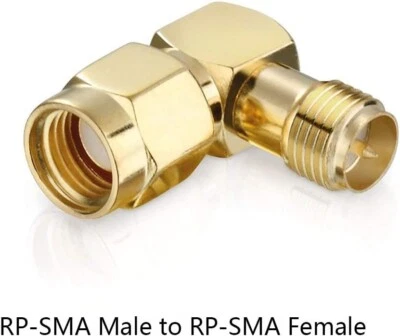 RP-SMA Male To RP-SMA Female Male Pin Right Angle 90 Degree RF Connector Adapter