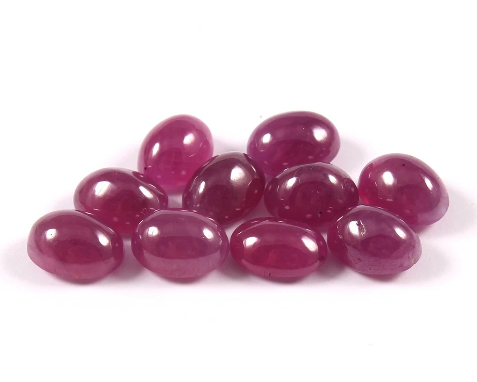 100%天然缅甸红宝石美丽凸圆形8x6毫米散装宝石10件套装 — 第 3/4 张图片