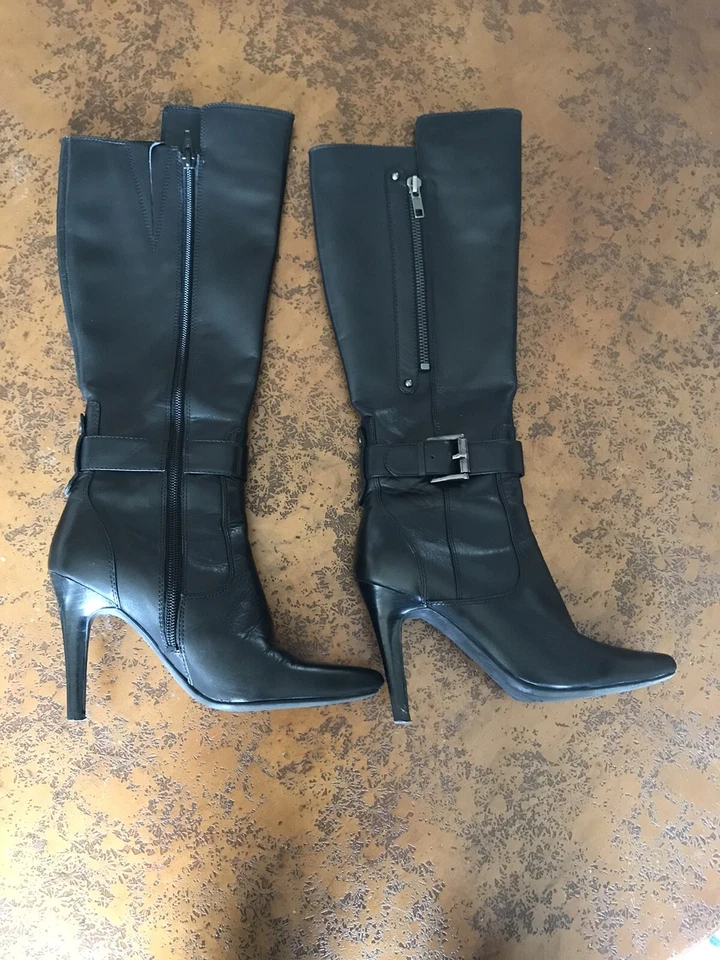 Nine West Leather Zip women boots high heels black size 5 - Image 3 of 3