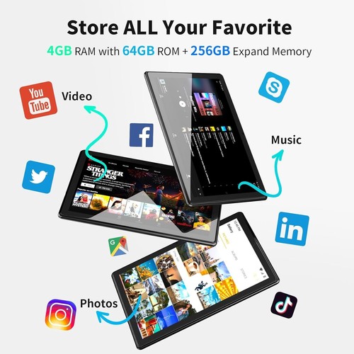 10.1 Inch Android 12 Tablets, 4GB RAM 64GB ROM Tablet with Octa-core Processor - Picture 3 of 8