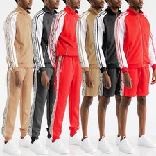 Mens Snake Stripe Print Track Jacket Track Pant Tracksuit Set