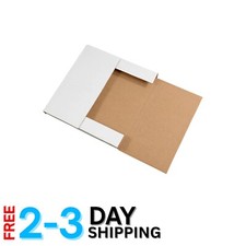 Easy-Fold White Corrugated Mailers - 12.5"x12.5"x1" for Books  More, 50-Pack