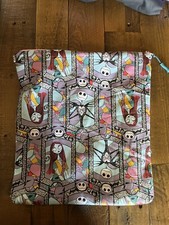 Large Jack And Sally Stained Glass Handmade Makeup Bag Zipper NWOT