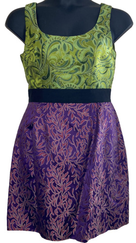 Phoebe Couture Sz 10 Bright Green & Purple Brocade