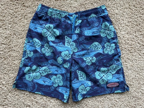 Kid's Boy's Vineyard Vines Flower & Fish Swim Trunks Medium