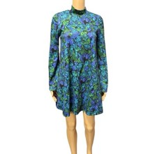 Zara Bell Sleeve Floral Mock Neck Stretch Trapeze Mini Dress Size S