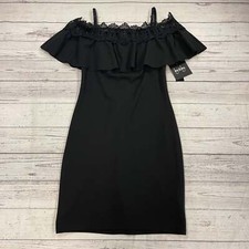By & By Black Cold Shoulder Popover Lace Dress Juniors Size 5 New