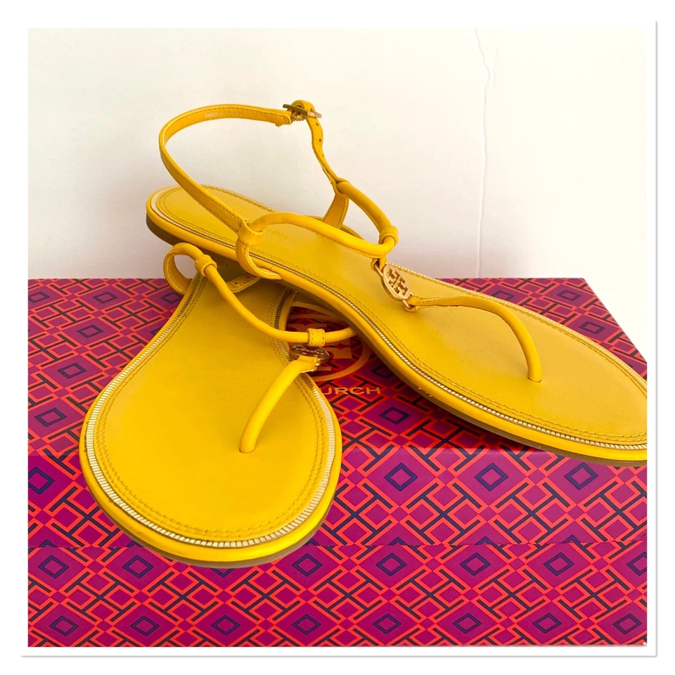Sandalias de Tanga TORY BURCH Amarillo Jilguero Logo Emmy Talla 8.5 Foto 3 de 4