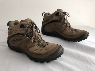 Merrell Chameleon Arc Mid Waterproof Canteen Trail Hiking Boots Taupe  Womens