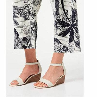 Neu Damen-Sandalen mittelhoher Blockabsatz OFF-WHITE Knöchelriemen offene Zehenpartie Größe 6