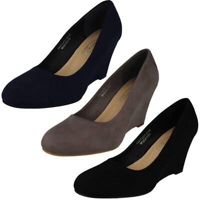 Damen Spot On 'F90114' Mikrofaser Keilabsatz Hofschuhe