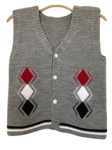 Boys Winter Knit Gray Vest Sweater 4 - Picture 2 of 4