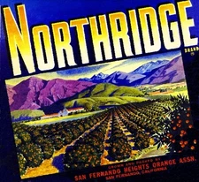 San Fernando Northridge Orange Citrus Fruit  Crate Label Art Print