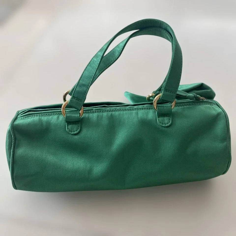 Valentino Garavani Hand Bag Tote Purse Boston Bag Satin Green Authentic - Image 3 of 4
