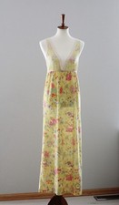 Vintage JC PENNEY 70  s Coquette Nylon Nightgown Dress : Yellow Floral - M Medium