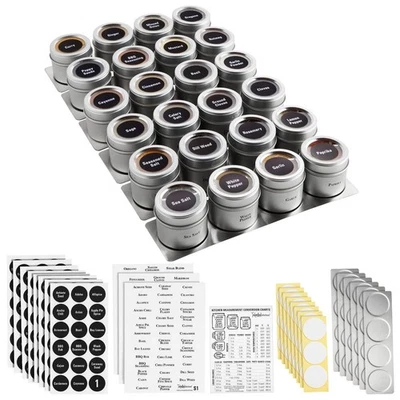 Talented Kitchen Magnetic Stainless Steel Spice Jars - 24-Pack, 3 oz, Silver ... - Image 1 of 4