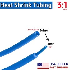 20 ft 3:1 Ratio  3/8" 9.5mm Heat Shrink Tube Dual Wall Adhesive Glue Lined Blue