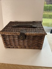 M&S Marks & Spencer Dark Wicker Hamper Picnic Storage Basket  Straps Handle