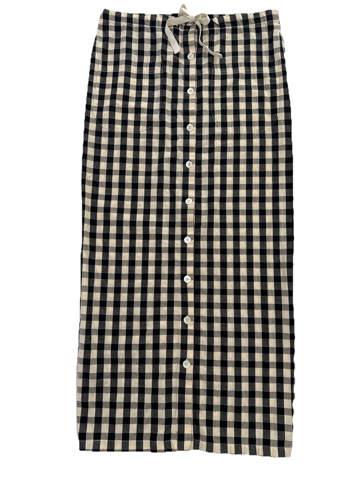Solid & Striped Black White Gingham Check Pencil Skirt Sz S CottageCore Linen