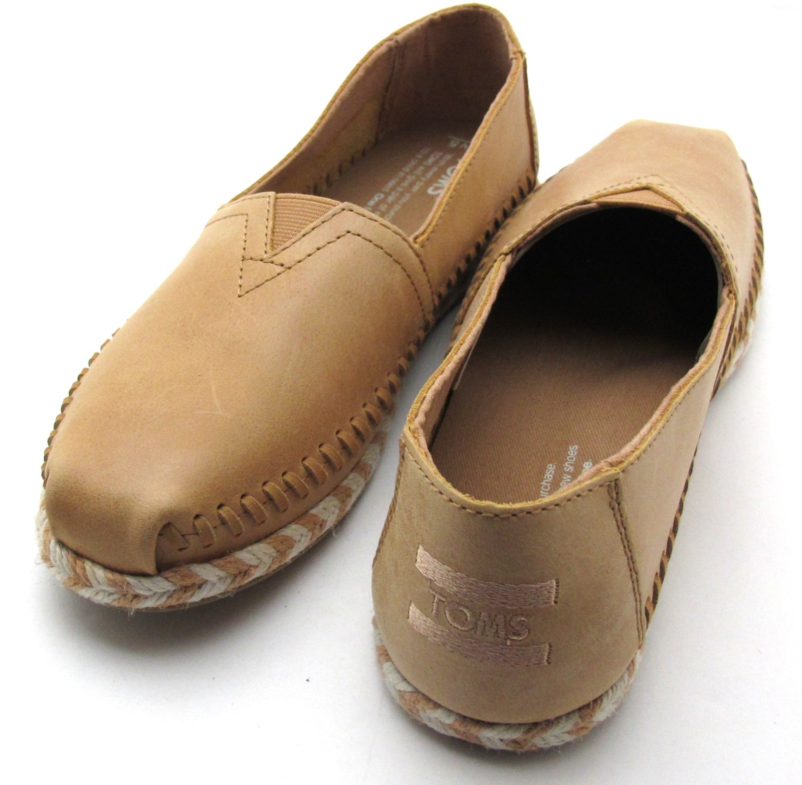 New in Box TOMS Womens Classic Comfort Slip on Honey Leather Rope Sole Size US 5
