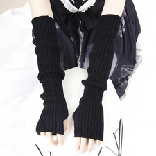 Fingerless Knit Gloves Elbow Length Soft Arm Sleeve Winter Women Glove