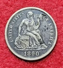 1890 S San Francisco Silver Seated Liberty 10c Ten Cents AU About Uncirculated