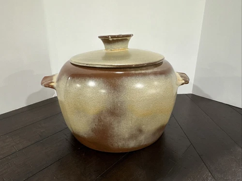 Vintage Plainsman Desert Gold Frankoma Casserole Baker Bean Pot 4V 2 qt and Lid