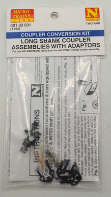 N Micro Trains 001 33 031 (1134) Lng Shank cplr assemblies w/adaptors Conversion