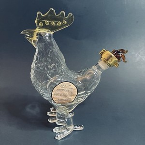Rooster Napoleon Brandy XO Zodiac Collection 7” Figural Blown Glass Empty Bottle
