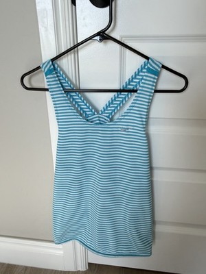 Nike Women s Dri Fit Tailwind Running Tank Top Striped Blue White 644721-455 XS