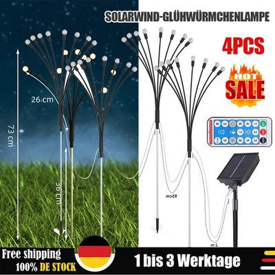 4x Solarlampe 8 LED Firefly Gartenleuchte Außenlampe Solarleuchte Beleuchtung DE